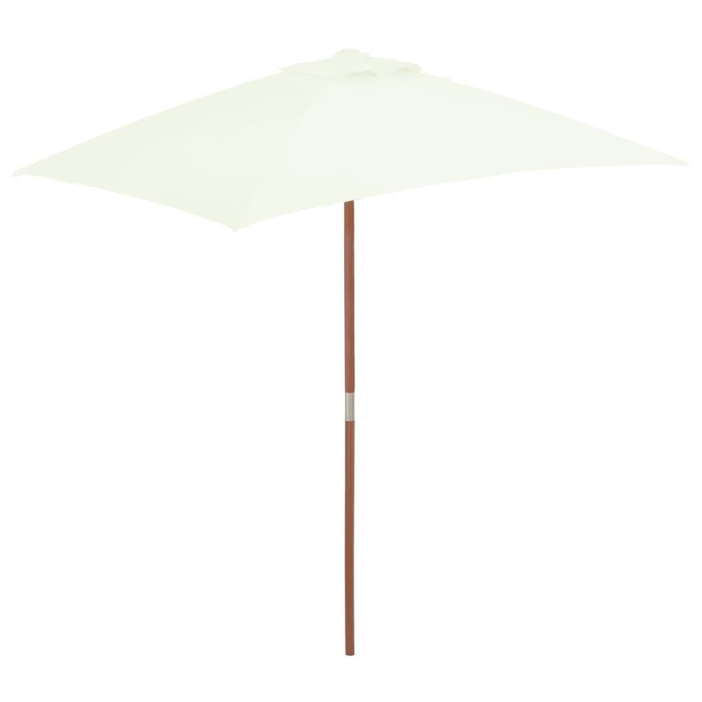 Parasol avec mât en bois 150 x 200 cm Sable Image du produit 