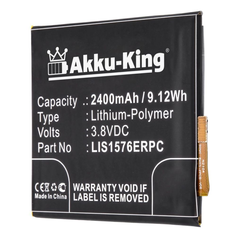 Akku kompatibel mit Sony LIS1576ERPC, AGPB014-A001 - Li-Polymer 2400mAh - für Xperia M4, M4 Aqua Dual LTE, E2303, E2306, E2312, E2333, E2353