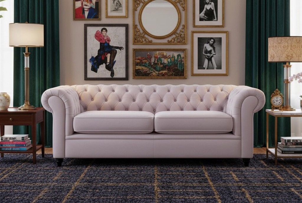 Dreisitzer-Sofa Chesterfield-Velluto 14-black