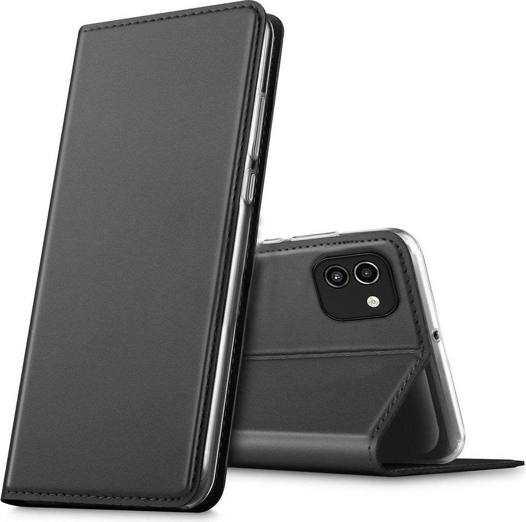Conie Ultra Slim Klapp Tasche für Samsung Galaxy A03 Kartenfach Hülle Rundumschutz in Anthrazit / Grau
