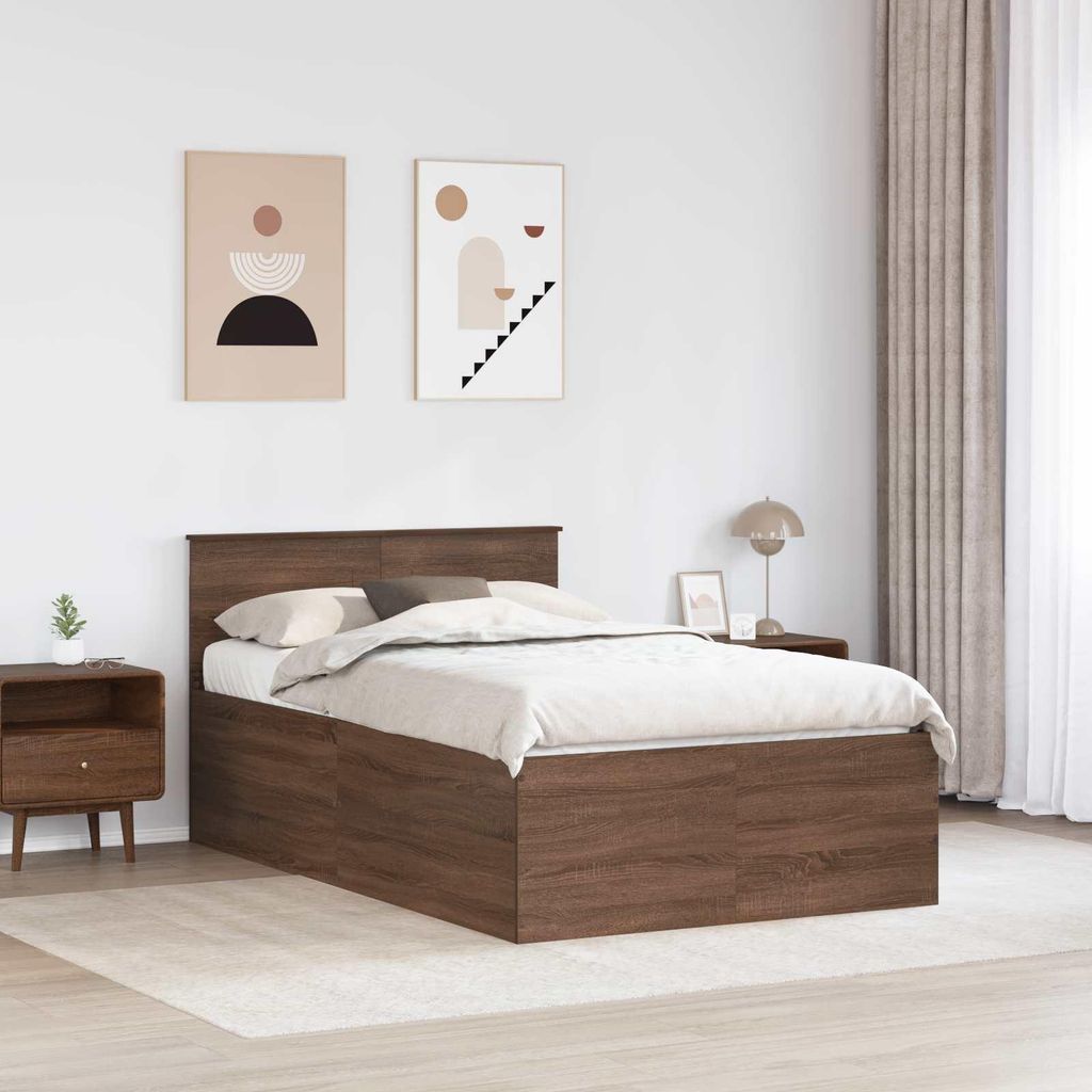 Stabli Bettrahmen Braun Eichen-Optik 120 x 200cm Holzwerkstoff - DE762361 - Klassische BettenJugendbett Tagesbett