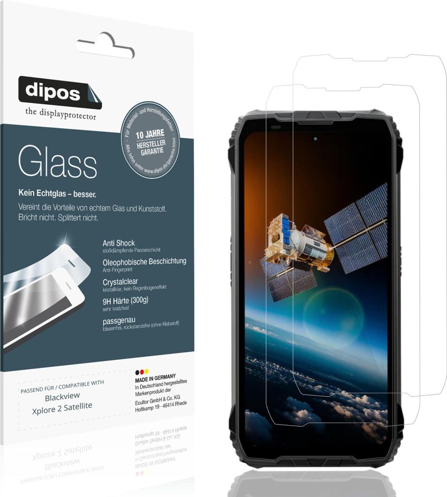 2x Schutzfolie für Blackview Xplore 2 Satellite - Anti-Shock 9H Folie dipos Glass Kunststoffglas