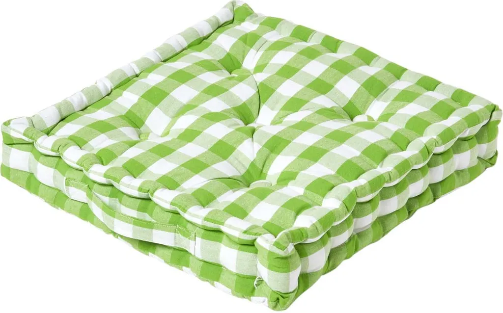 Coussin d'assise 50x50 cm pour banc de cuisine à motif carreaux verts