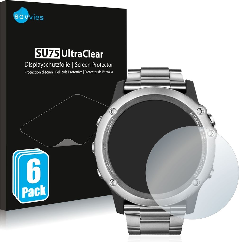 6x Für Garmin Fenix 3 Saphir Schutzfolie Savvies Displayschutz Display Schutz Folie Klar Transparent