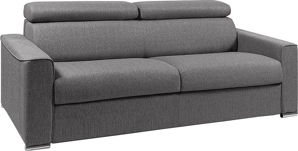 VIZIR Express-Schlafsofa für 4 Personen aus Stoff – Farbe: Grau – Liegefläche 160 cm – 18 cm dicke Memory-Schaum-Matratze