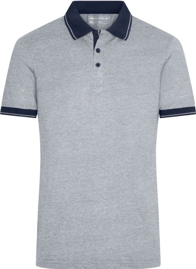 Heather Poloshirt "JN706" - James & Nicholson Grey-Heather/Navy 3XL