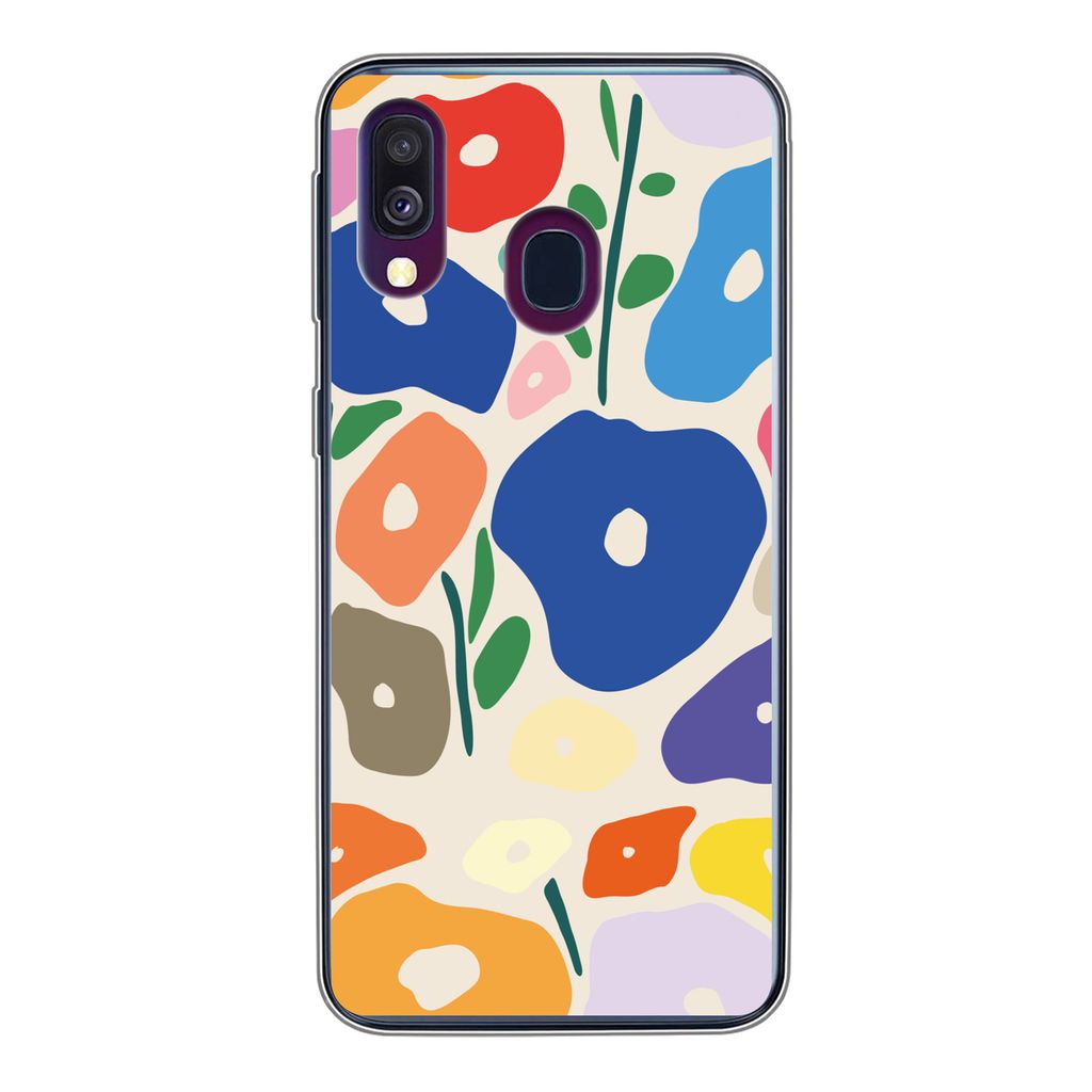 MuchoWow Handyhülle Schutzhülle Hülle für Samsung Galaxy A40 Blume - Abstrakt - Blätter Silikon Softcase Handy Hülle - Handy-Tasche