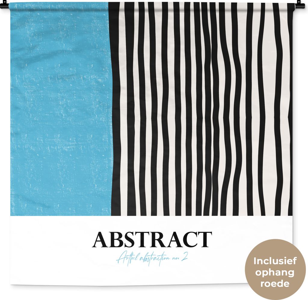 MuchoWow Wandteppich Wandbehang Blau - Schwarz - Weiß - Abstrakt 150x150 cm Tapisserie Dekoration Wandtuch - Wohnaccessoires - Modernes
