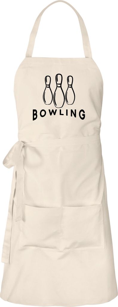 Huuraa Schürze Bowling Pinns Natur mit Taschen Baumwolle Kochschürze Geschenkidee