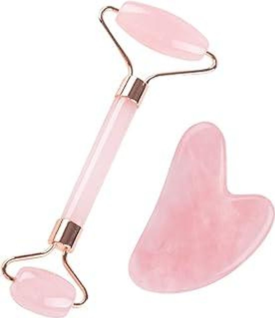 SJBAUTYO Gesichts-Jade-Roller und Gua Sha-Set,Gesichtsroller für Frauen Gesichtsmassagegerät,Massagesteine,für Gesicht,Augen,Hals zur Hautpflege...