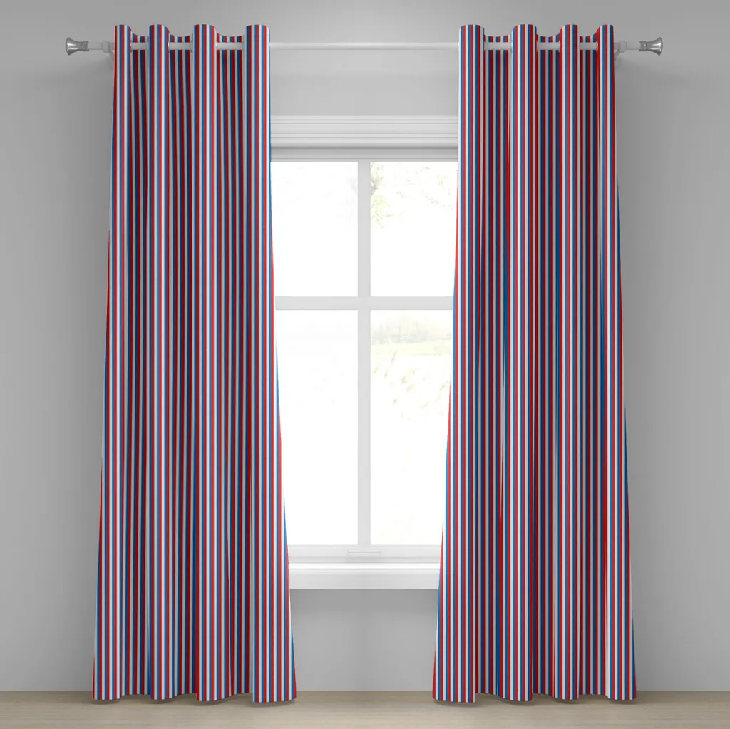 Tende Decorative ABAKUHAUS Harbor Stripe Blu Viola Rosso 280x245