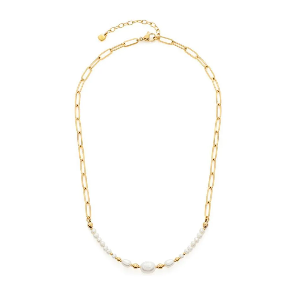 Collier long Inka bicolore Leonardo acier inoxydable or blanc 84cm - 2