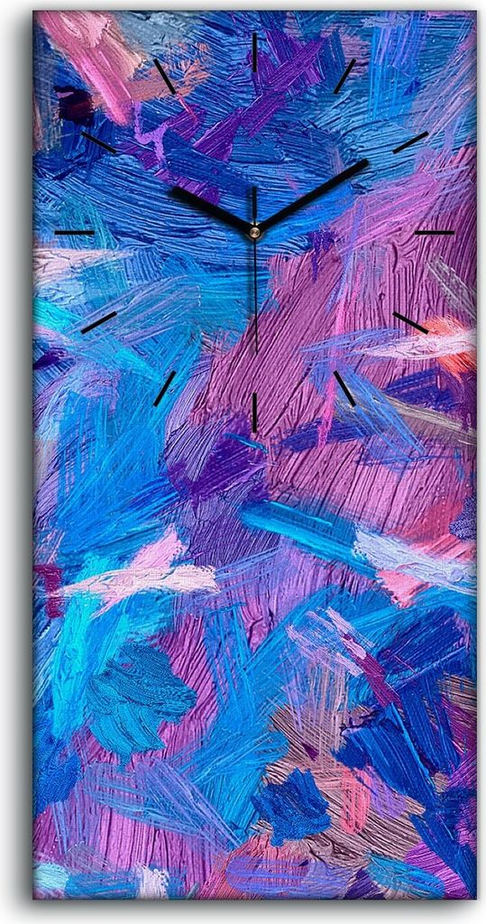 Wanduhr Leinwand Bild Uhr 30x60 Abstrakte Streifen Digitales Malerei - schwarze Hände