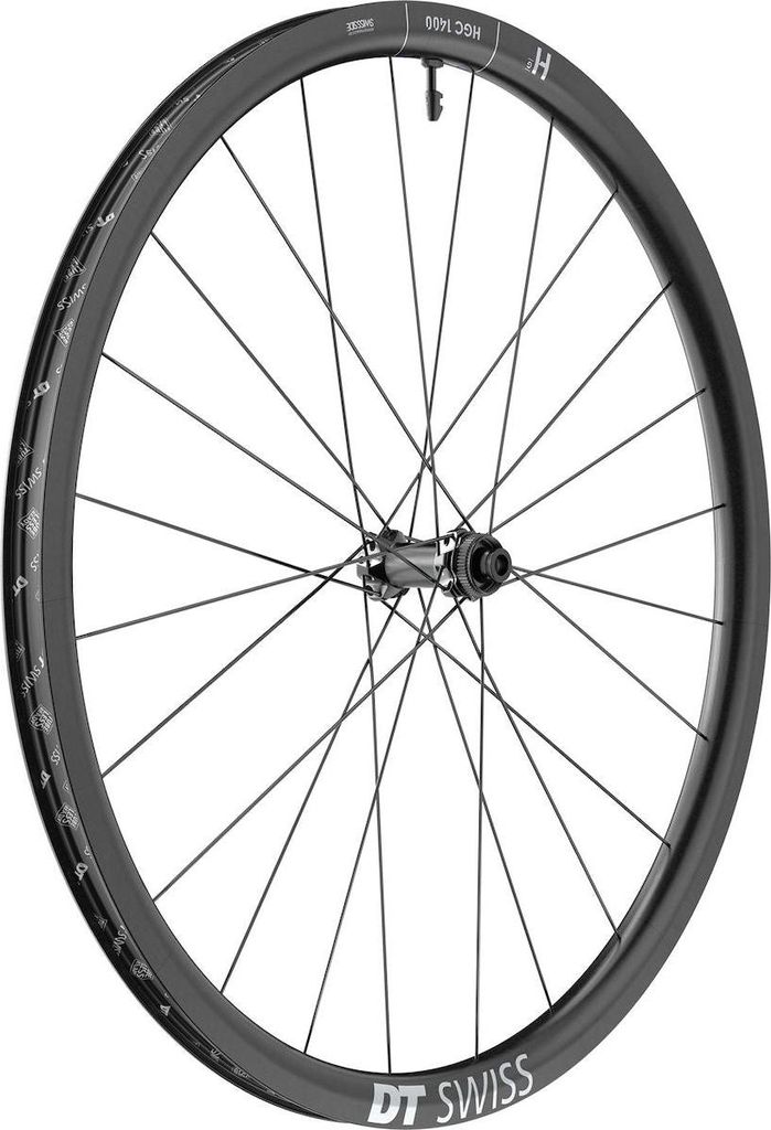 DT Swiss HGC 1400 Spline 28" Laufrad vorne, 12x100 mm Achse, Disc Center Lock, 30 mm Innenbreite, Tubeless Ready, Carbon-Felge, schwarz