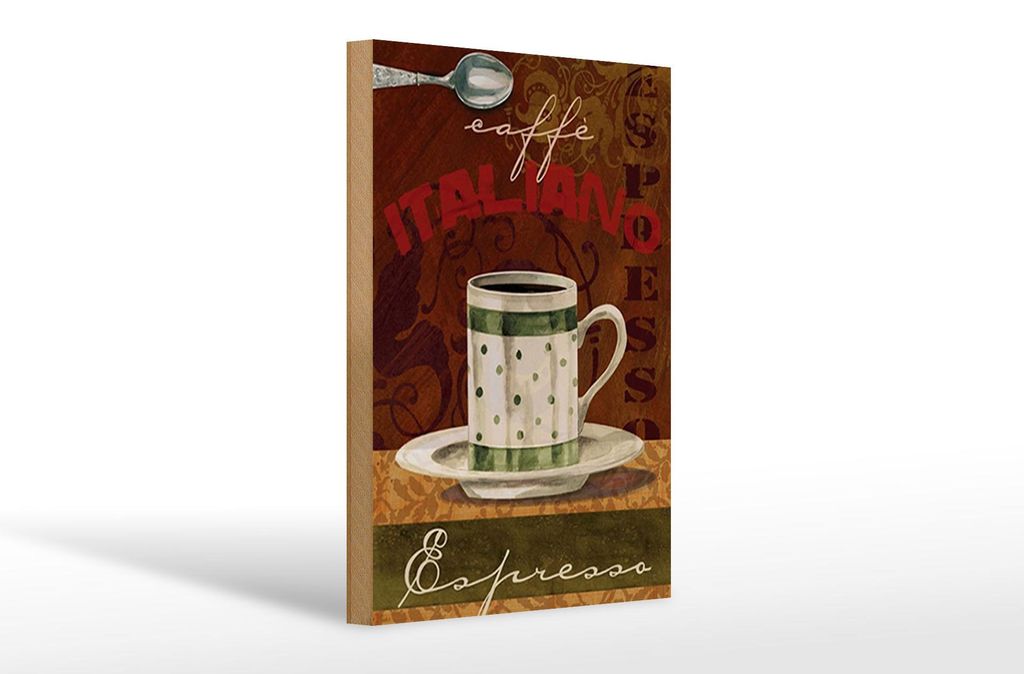Holzschild Kaffee 20x30cm Caffe italiano Espresso Tasse