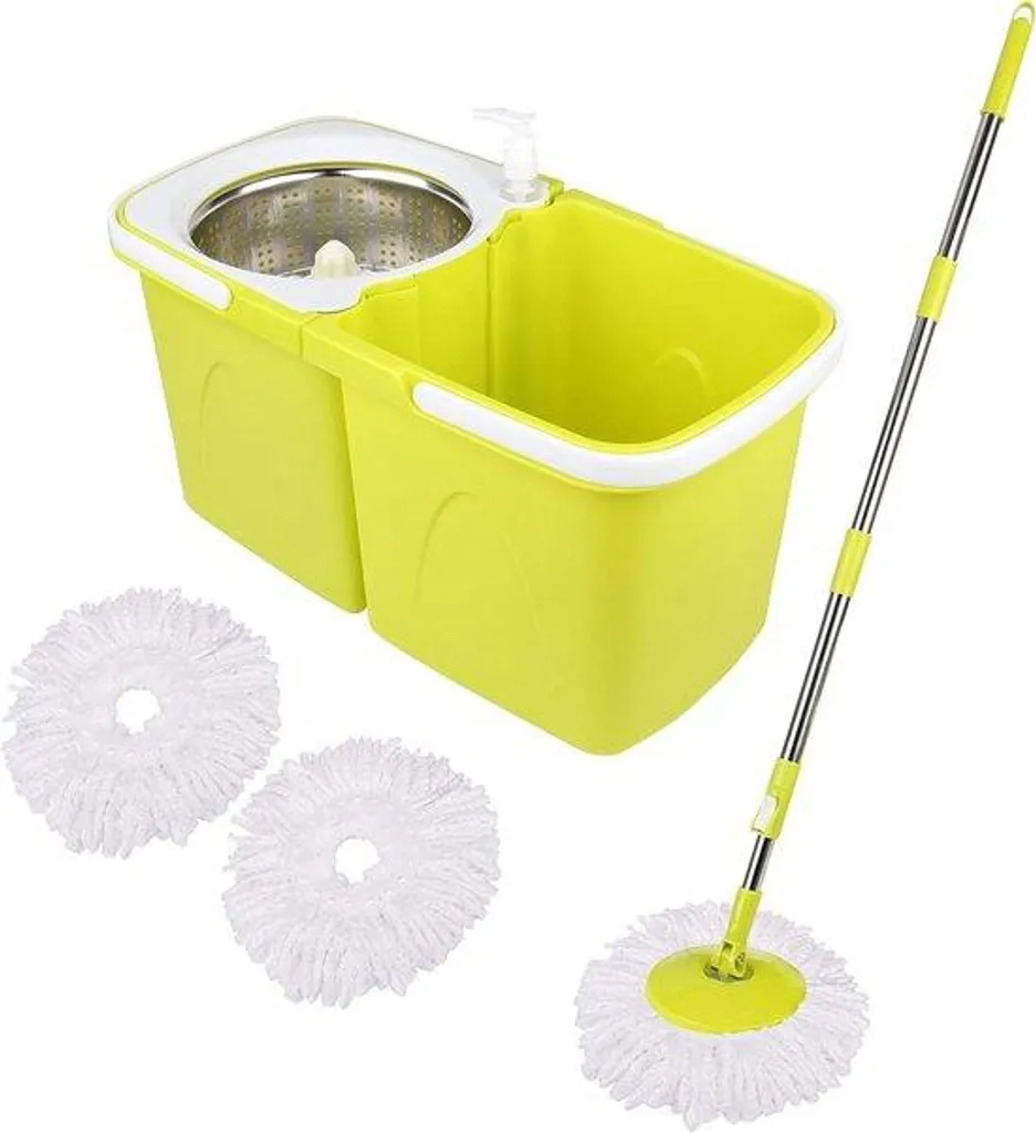 Nettoyeur de tapis microfibre avec 2 têtes et manche télescopique 360°
