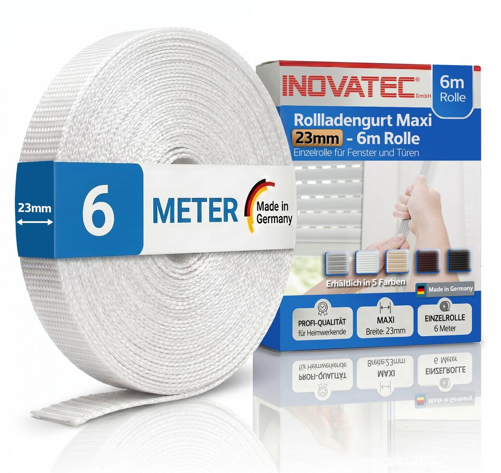 INOVATEC 6 m Rollladen Gurtband Maxi 23 mm weiß