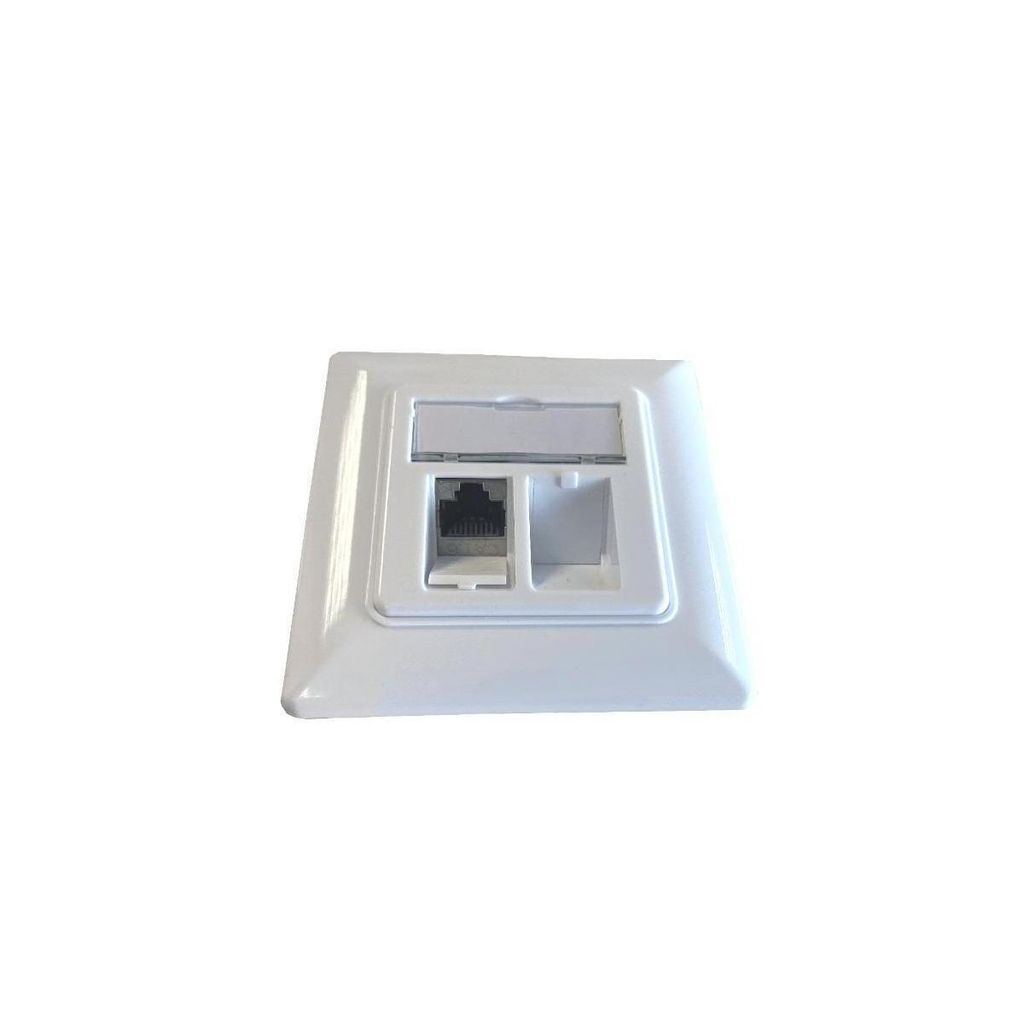 CAT6A Aufputz-Anschlussdose mit 2x RJ45 Keystone-Modul, reinweiß