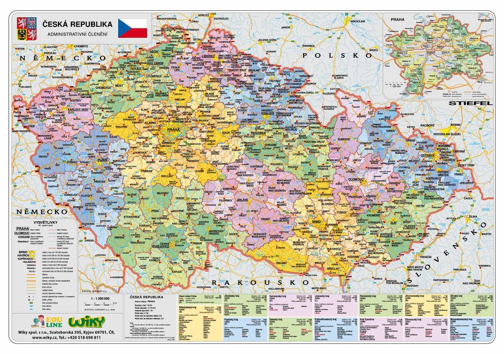 A3 Czechy - Administracyjne/fizyczne Zdjęcie produktu 