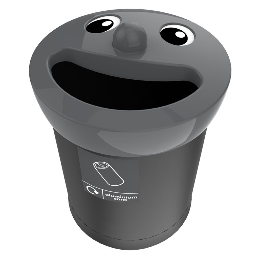 V-Part - Smiley Face Bin 52 Liter, aluminium cans - MDPE - Schwarz, Grau