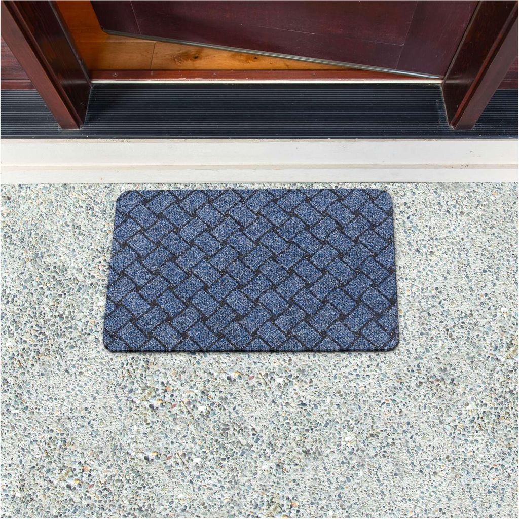 Fußmatte Türvorleger Bodenmatte Textil Melbourne Pflasterstein Blau Robust Wasserabweisend Breite 40 cm Länge 60 cm