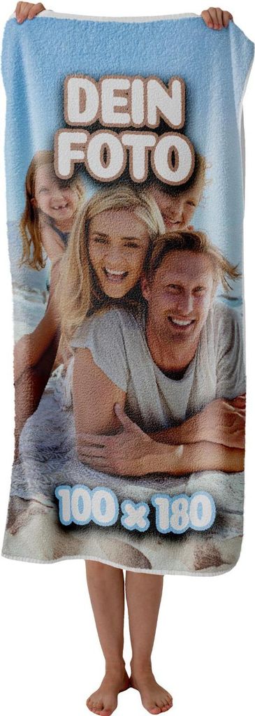 Personalisiertes Handtuch 100×180 cm XXL mit eigenem Foto & Text – Mikrofaser, saugfähig, weiche Qualität [163]
