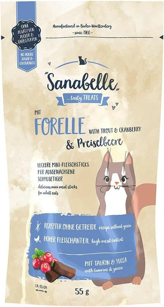 Sanabelle Cat Snacks Trota e Mirtillo Rosso 20x55g - Dieta Sana