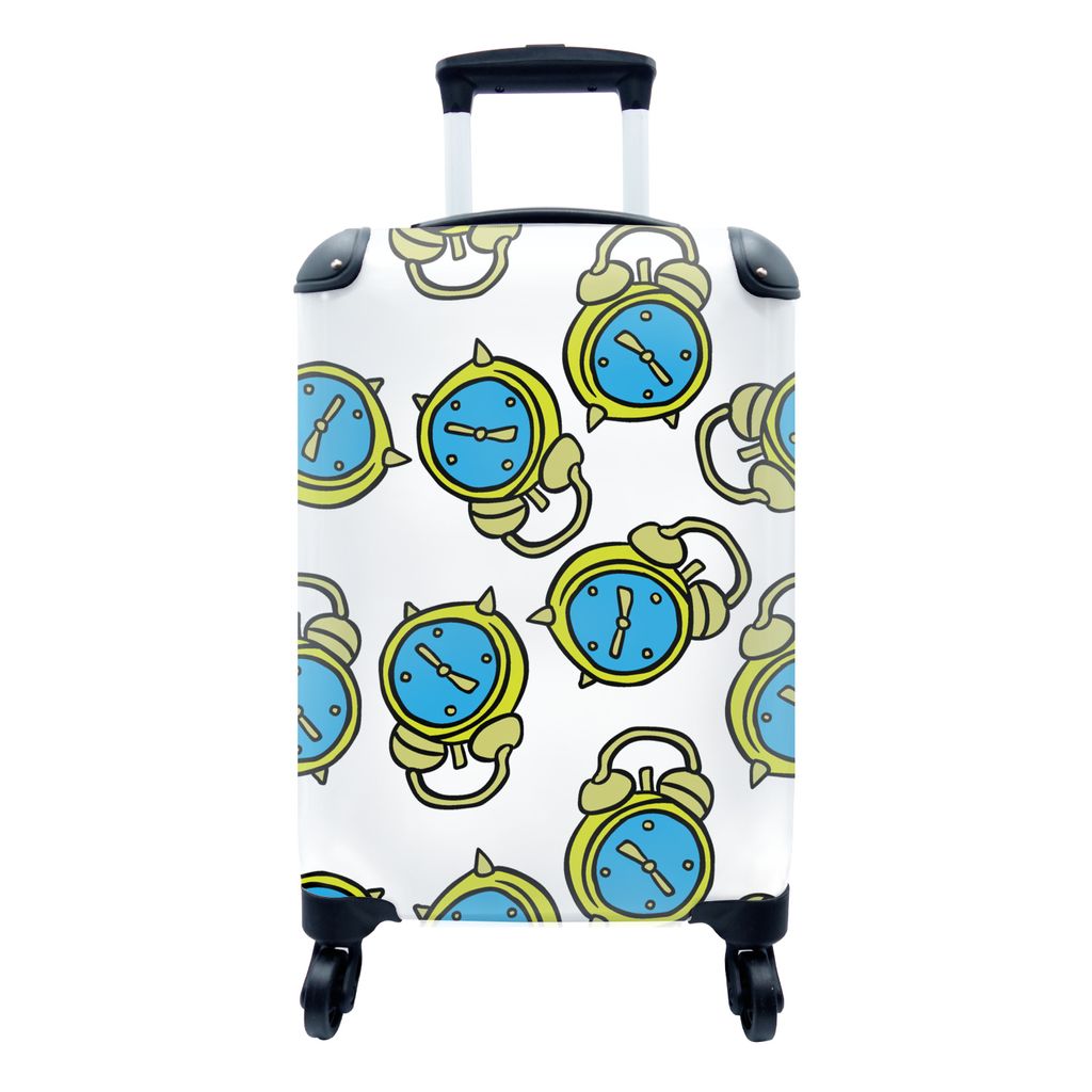 MuchoWow Koffer Handgepäck Trolley Rollkoffer Kleine Reisekoffer mit 4 Rollen - Wecker - Cartoon - Schlaf - Cabin Size < 55x40x23 cm & 55x40x20 ...
