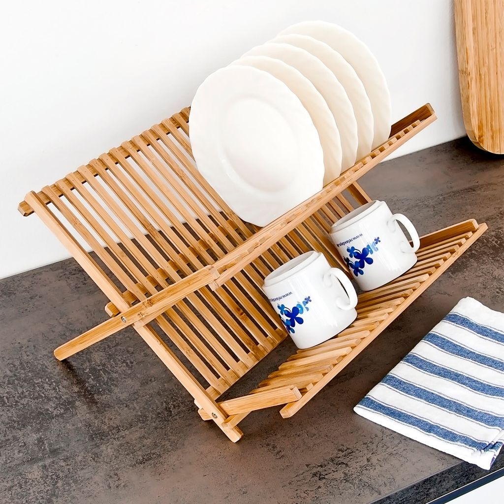 relaxdays Abtropfgestell braun Produktbild 2