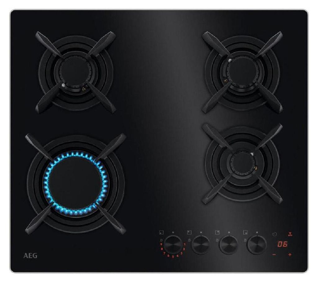 Table de cuisson à gaz AEG HKB64453NB 8,6 kW Noir Image du produit 