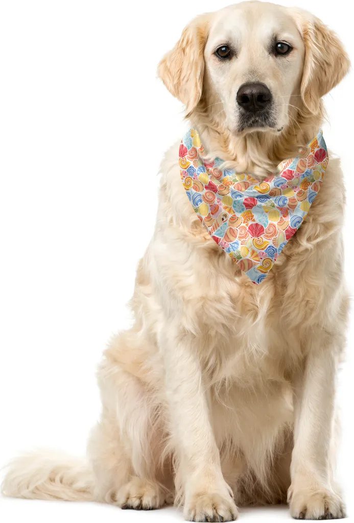 ABAKUHAUS Bandana per animali domestici con conchiglie di capesante, conchiglie colorate marine, 40x40 cm, multicolore - 1