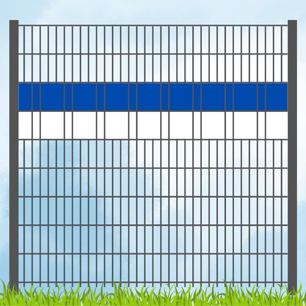 Sichtschutzstreifen in Vereinsfarben - Set BLAU-WEISS Volle Streifenbreite