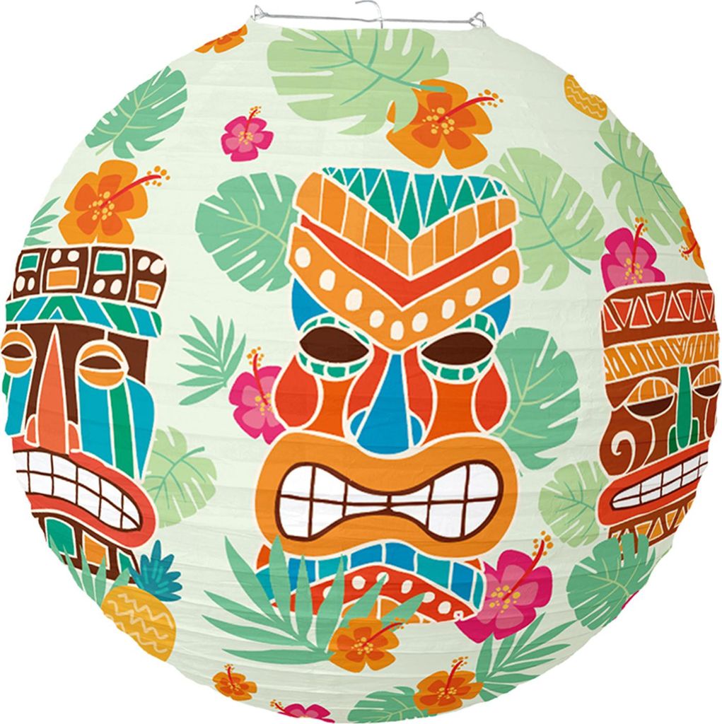 Runde Tiki-Laterne aus Papier, Luau, tropische Hängelaterne, Dekoration, Hawaii-Partyzubehör für Sommer, Strand, Dschungel, Party-Dekor