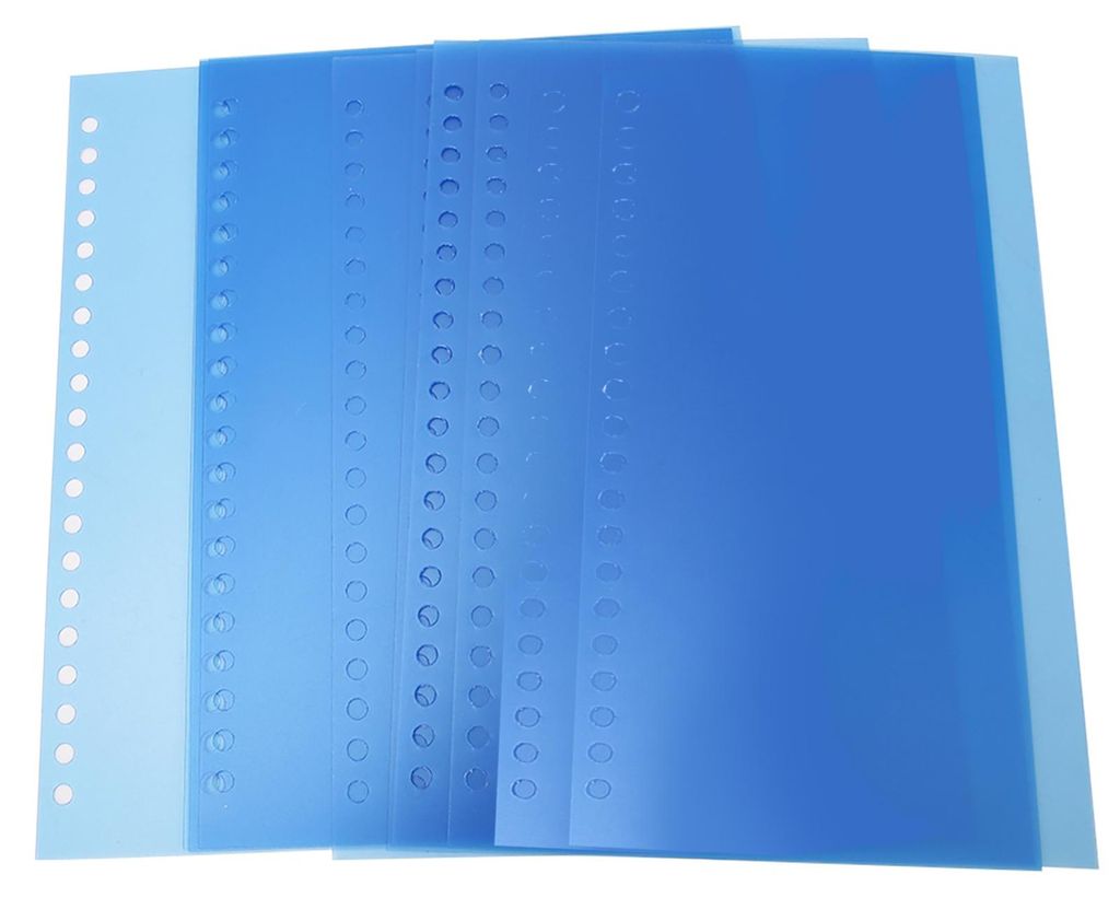 10PCS Blue 20 Holes A5 Transparent PP Binding Film Cover Puncher Document Folders KET