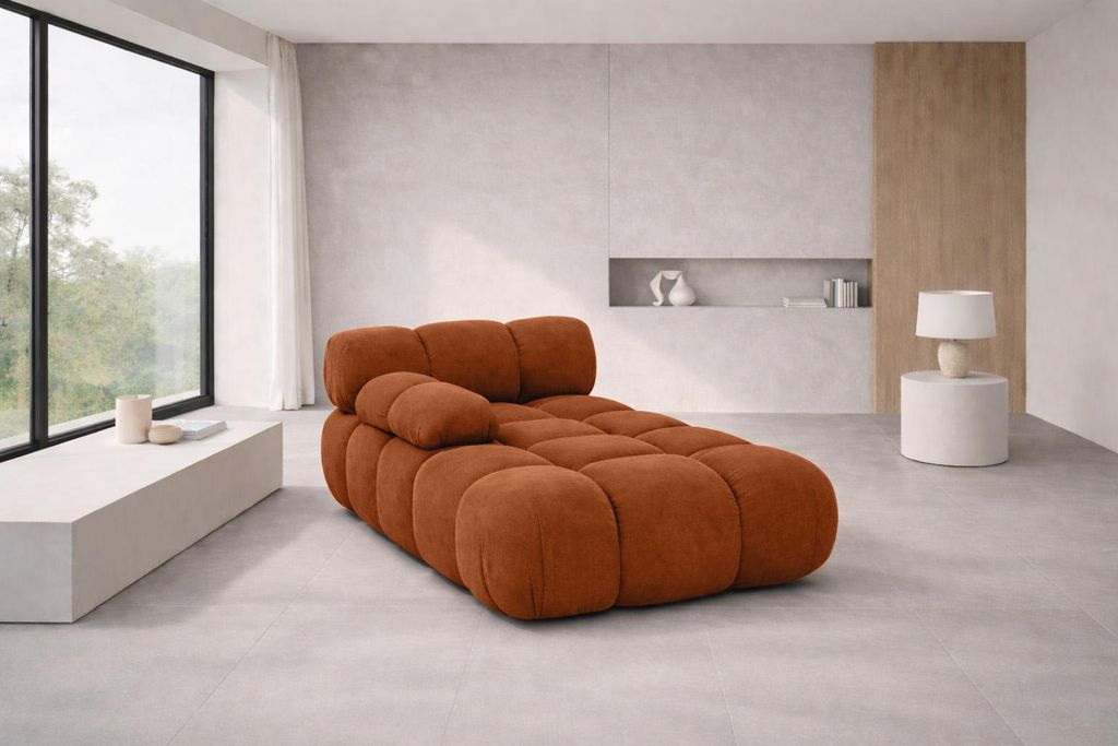 Kaiser Möbel Chaiselongue modular, Veloursstoff Salvador, Braun, Links, Selia