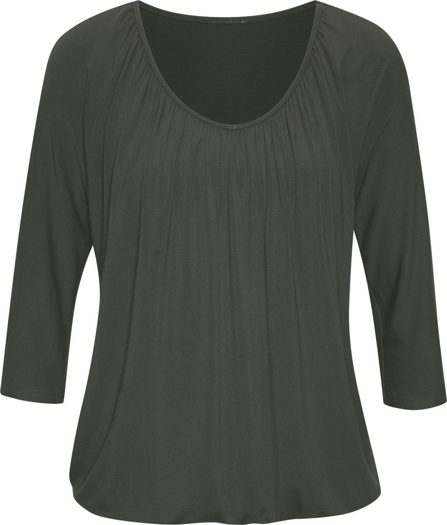 LASCANA 3/4-Arm-Shirt graugrün Größe 48/50