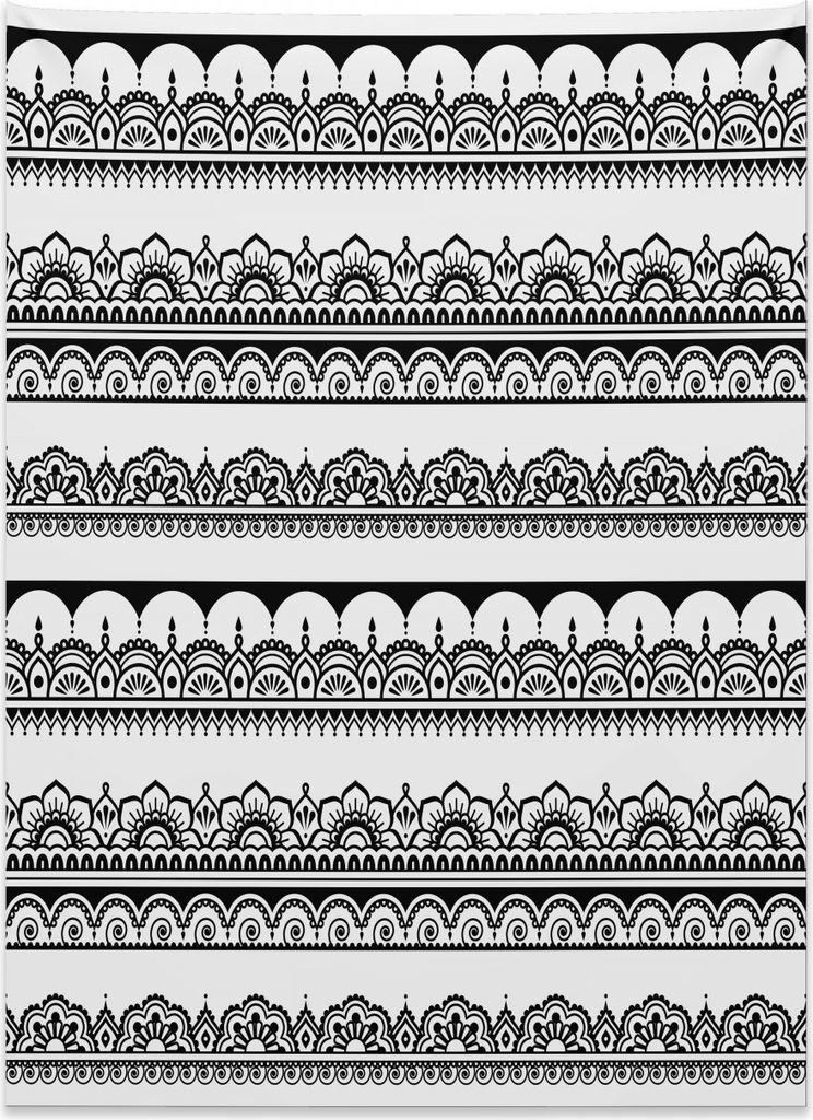 Abakuhaus Henna Wandteppich, Monochrome Blumen Formen aus Weiches Mikrofaser Stoff Kein Verblassen Klare Farben Waschbar, 110 x 150 cm, Weiß Schwarz