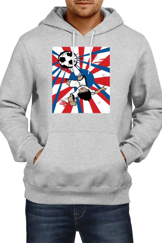 Herren Kapuzenpullover Japan Animation Manga Anime Comics Captain Tsubasa 03 Oozora, Man 2XL / Grau