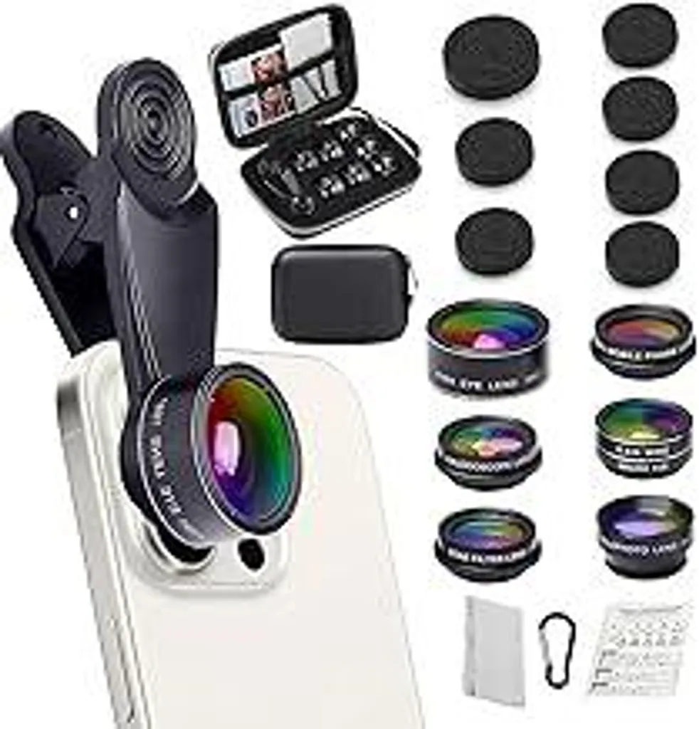 Kit Obiettivi Smartphone 7 in 1: Fisheye, Macro e Grandangolo Universale