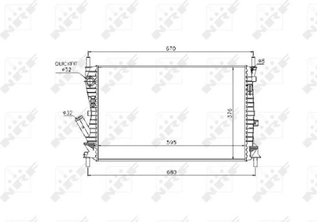 Radiateur de refroidissement eau NRF 53743 compatible Fiesta/Fusion