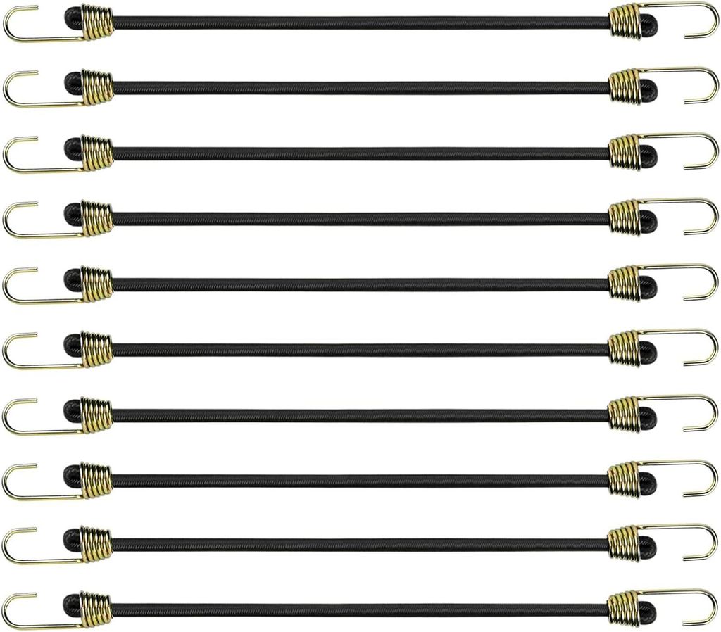 10 elastische Bungee-Seile, 24 cm lange, verstellbare Mini-Bungee-Seile, robuste Universal-Gummiseile für Camping/Zelt