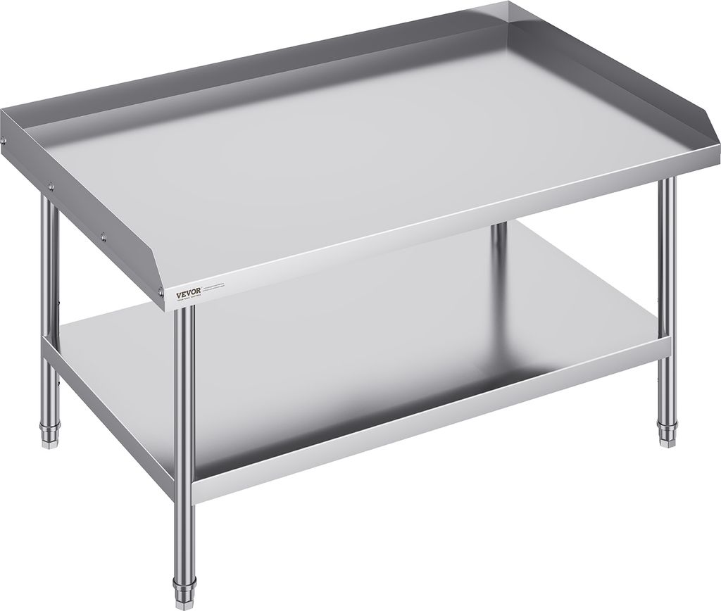 VEVOR Arbeitstisch Edelstahl, gewerblicher Arbeitstisch zur Lebensmittelzubereitung, 3-seitiger Spritzschutz, 762 x 1219 x 660 mm 689 kg Tragfähig...