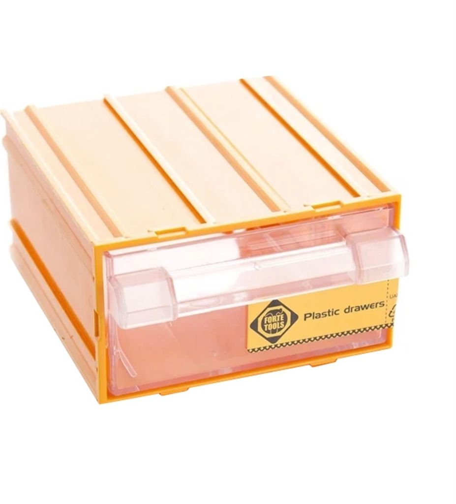 FORTE Tools K-30 Aufbewahrungsbox in 13,5x11,2x6 cm, Schubladenbox, Transparent, Kunststoff, mit Schublade, mit Schienensystem kombinierbar ( 00005...