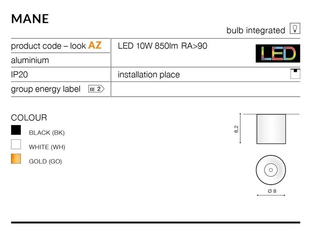 Plafonnier Spot LED 10W Design Mane : Éclairage de Plafond pour Salon - 3