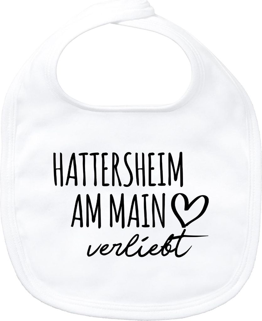Huuraa Baby Lätzchen Hattersheim am Main verliebt White Klettverschluss Baumwolle Latz Geschenkidee