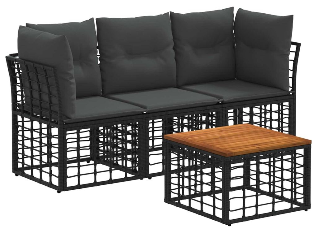 Möbel Outdoor-Sofagarnitur 4 pcs Schwarz und Dunkelgrau PolyesterGartenmöbelgarnituren - Gartenmöbelgarnituren c5698