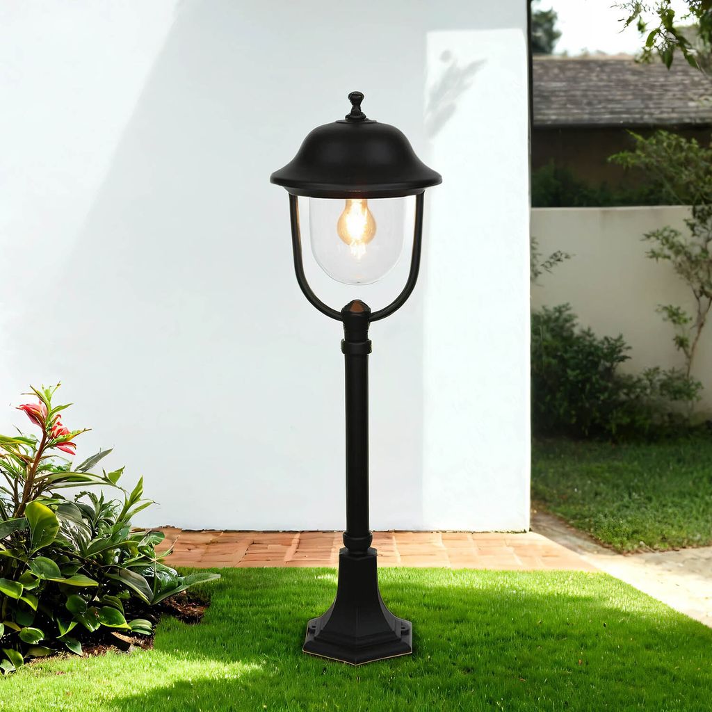 Wegeleuchte Schwarz 87 cm IP43 wetterfest Aluminium Rustikal E27 Außenlampe Garten Terrasse