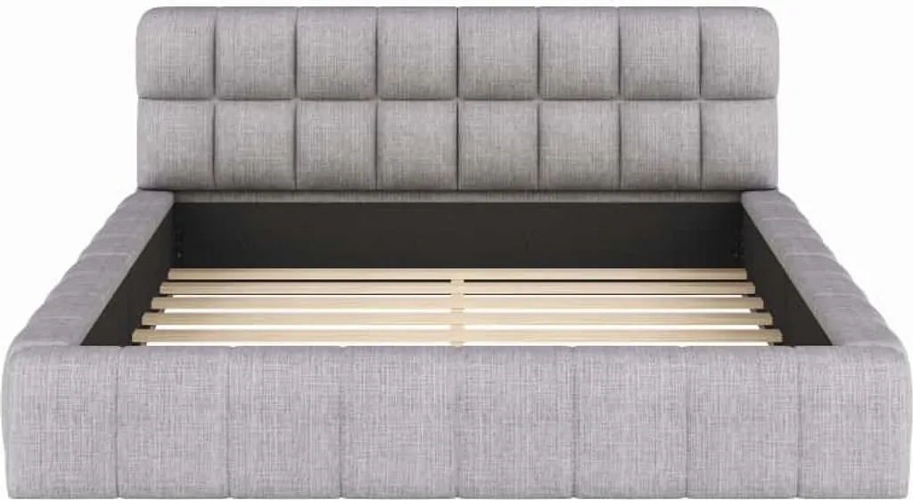 Lit 140x200 gris idéal pour lecture au lit avec dossier souple en lin - 5