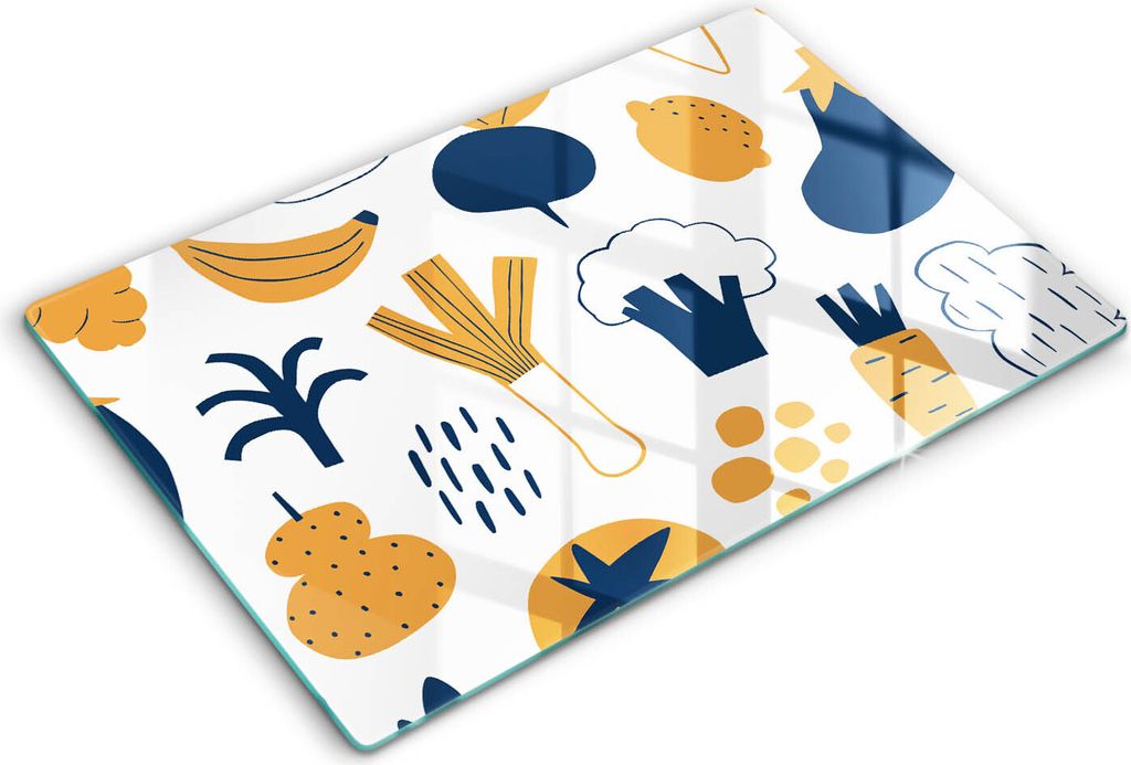 Abdeckung Glas - Küchenabdeckung - 80x52 cm - Abdeckplatte -Lebensmittelillustration