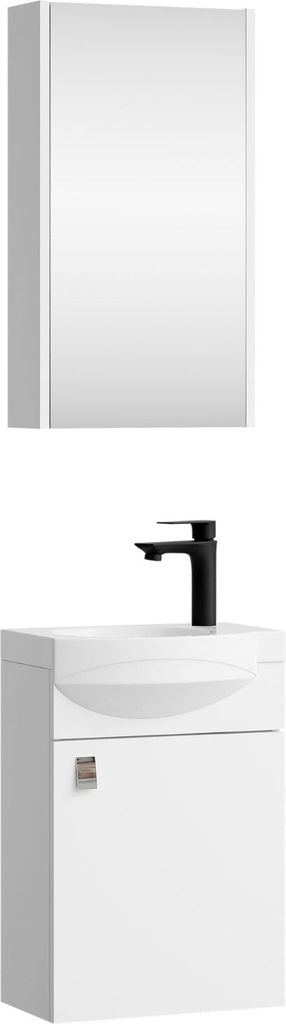 Planetmöbel Badmöbel-Set Waschtisch mit Unterschrank 40cm & Spiegelschrank 40 Weiß